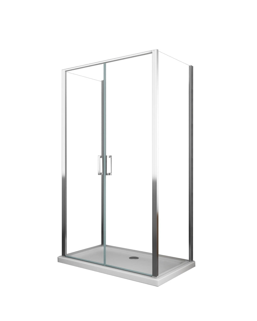 Porta battente Saloon  + 2 lati fissi box doccia 6 mm cromo 2 FISSE 77,5-80 + SALOON 77-80