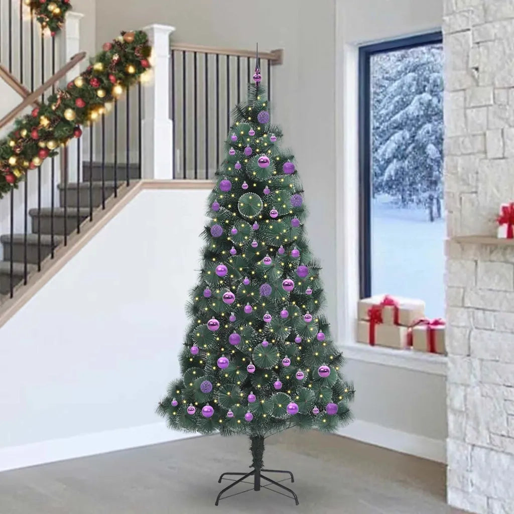 Albero di Natale artificiale pre-illuminato con set di palline
