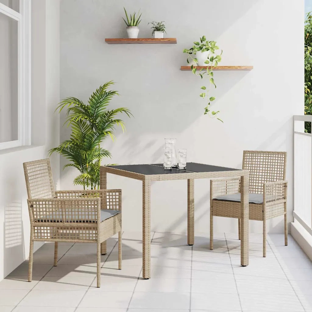 Set da Pranzo per Giardino 3 pcs Beige polyrattan 3334879