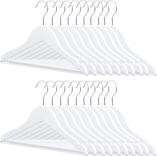 Set di appesi per abiti dei bambini da 20 - appesi a hanger 360° - legno - bianco - 18 x 305 cm