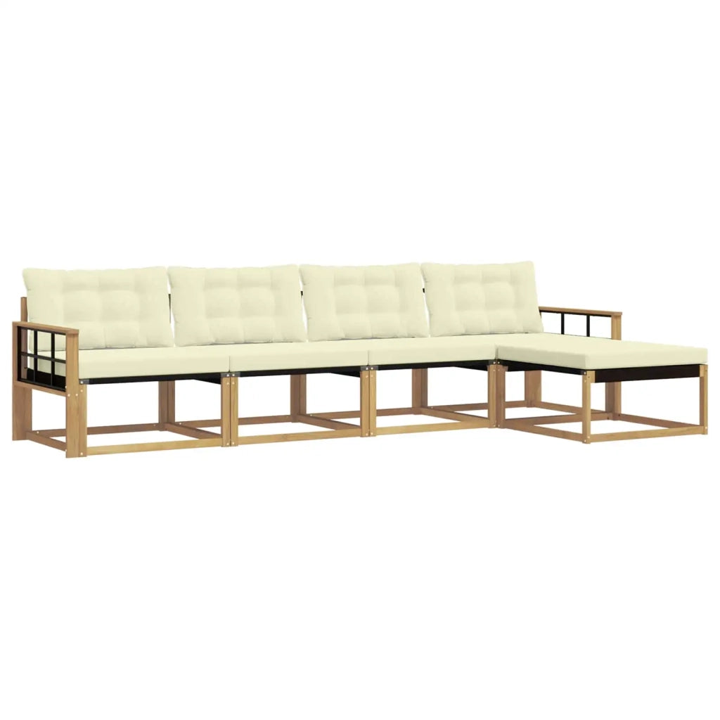 Set di divani da esterno con cuscino 5 pcs Bianco e Crema 3388592