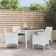 Set da Pranzo da Giardino 5 pz con Cuscini in Polyrattan Bianco