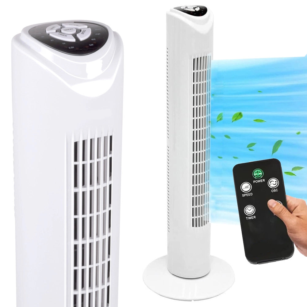 Ventilatore a Torre 80 cm Silenzioso 3 Velocità Oscillante Timer con Telecomando 45W