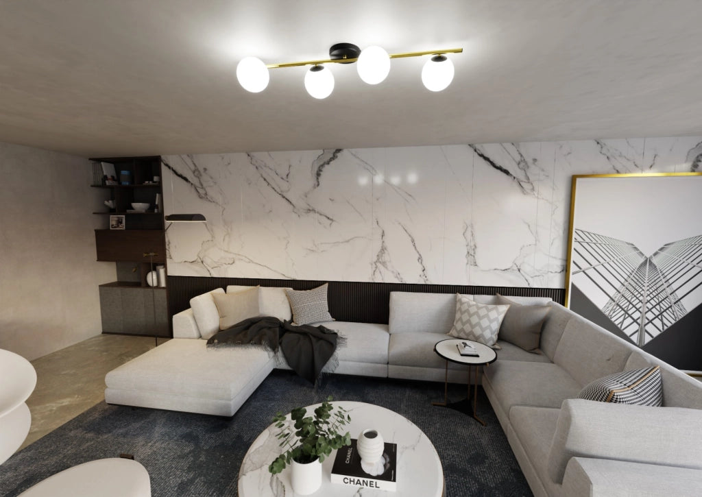 Plafoniera Emibig Splendi 4xE14 in metallo ottone/bianco