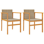 Sedie Giardino con Cuscini 2 pz | Sedie da Esterno Beige Polyrattan Legno Massello