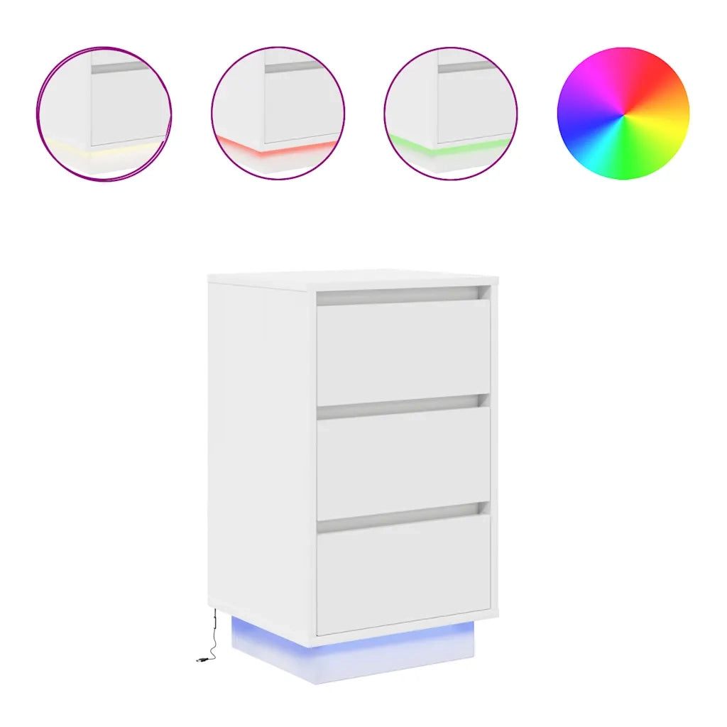 Comodini con Luci LED Bianco 38x34x65 cm 861301
