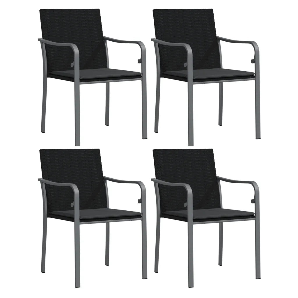 Set Pranzo da Giardino 5pz con Cuscini in Polyrattan e Acciaio 3186947