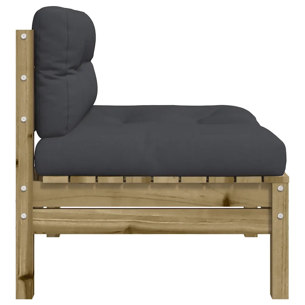 Divano da esterno-Divani Giardino Senza Braccioli con Cuscini 2pz Pino Impregnato 337801