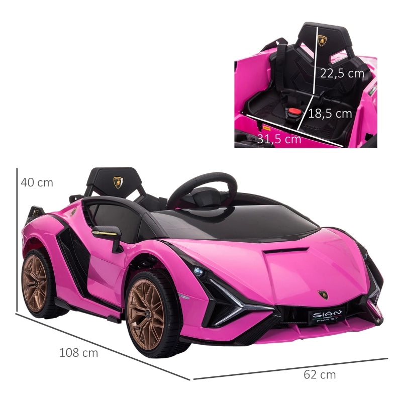 Macchina elettrica per bambini, Lamborghini, 3-5 km/h, con telecomando, per bambini dai 3 ai 5 anni, rosa