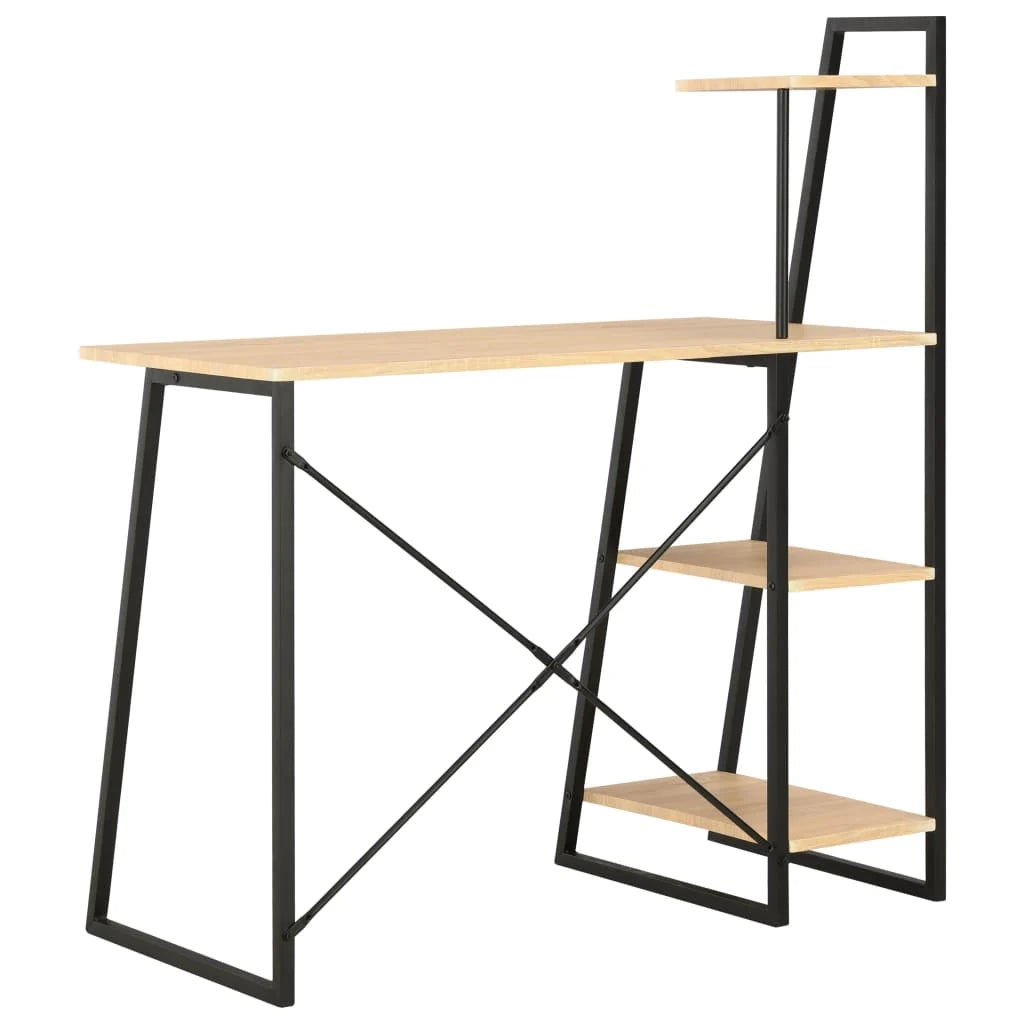 Scrivania da ufficio postazione di lavoro mobile per computer scrivania da studio con ripiano rovere 102 x 50 x 117 cm nero 02_0023479