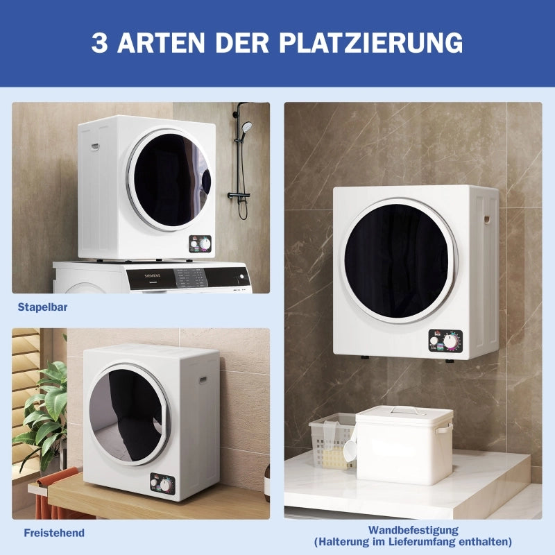 Mini asciugatrice da 4 kg con 4 programmi, 2 livelli di riscaldamento, sterilizzazione fino a 65¡æ, 850W per indumenti