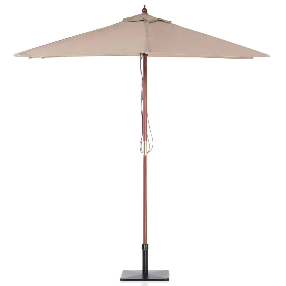 Ombrellone da giardino in tessuto beige sabbia legno di betulla 244 cm resistente agli agenti atmosferici