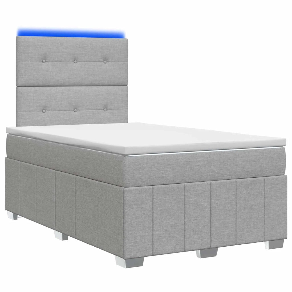 Letto Box Spring LED con Materasso Grigio Chiaro 120 x 190 cm 3455556
