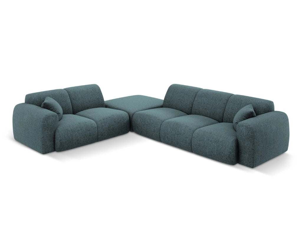 Cosmopolitan Design - Divano angolare sinistro "Nolio" 4 posti in ciniglia petrolio 