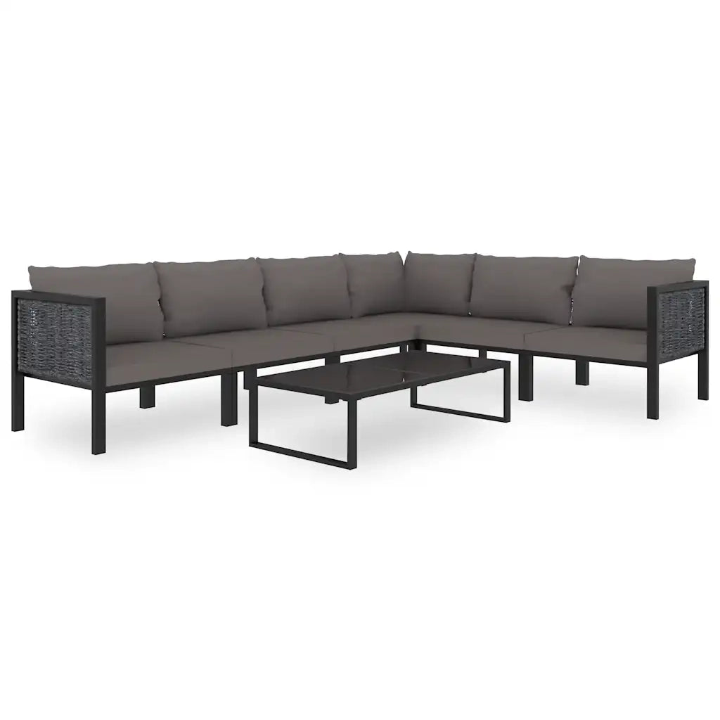 Divano Angolare Modulare-Sofa Modulare-Divanetto Bracciolo Sinistro Polyrattan Antracite 397615
