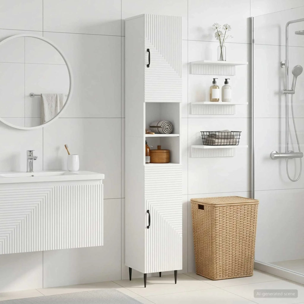 Armadio da Bagno con Ripiano Aperto HAARLEM Bianco 896815