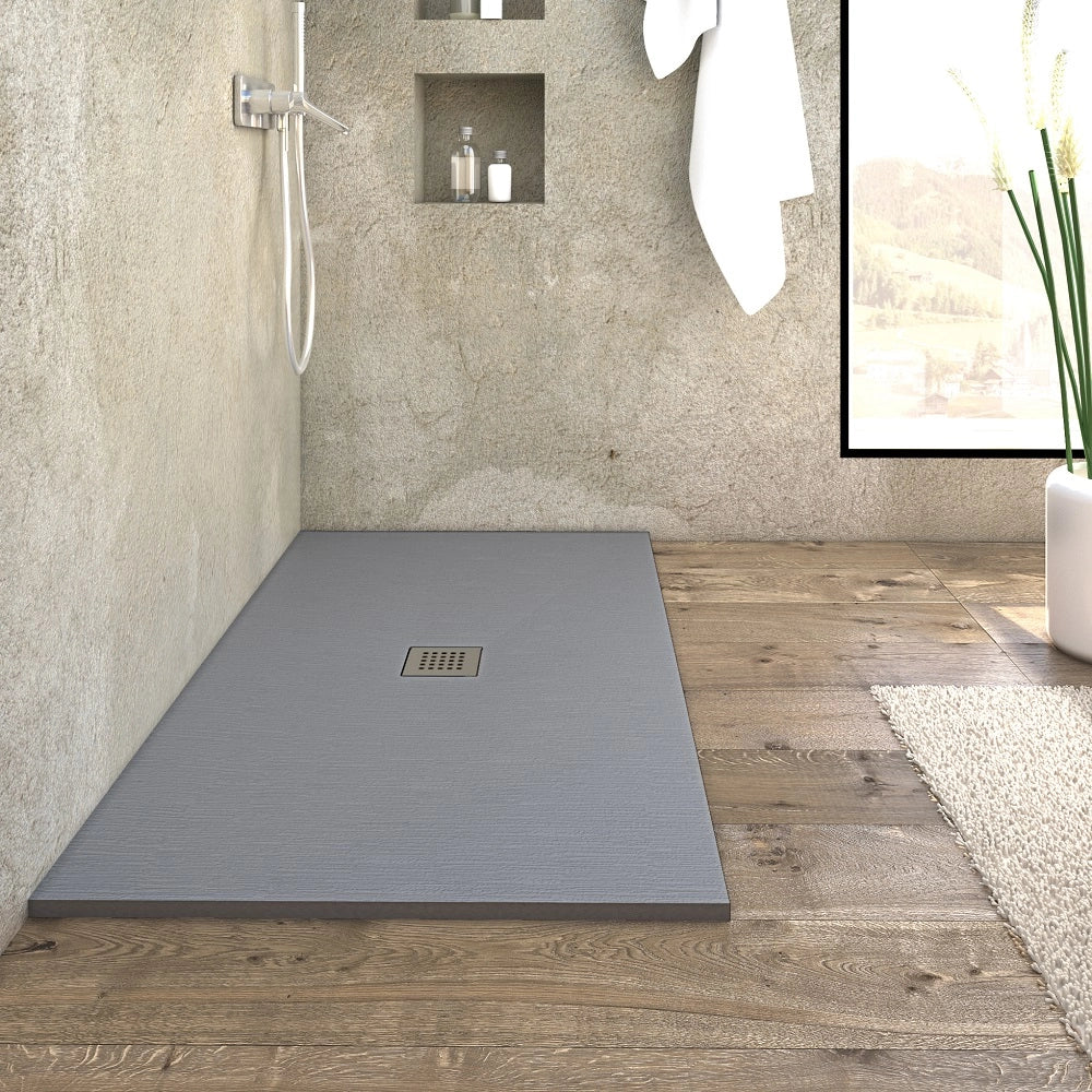 Piatto doccia 80x80 cm linea CEMENTO antracite riducibile su misura NEVADA