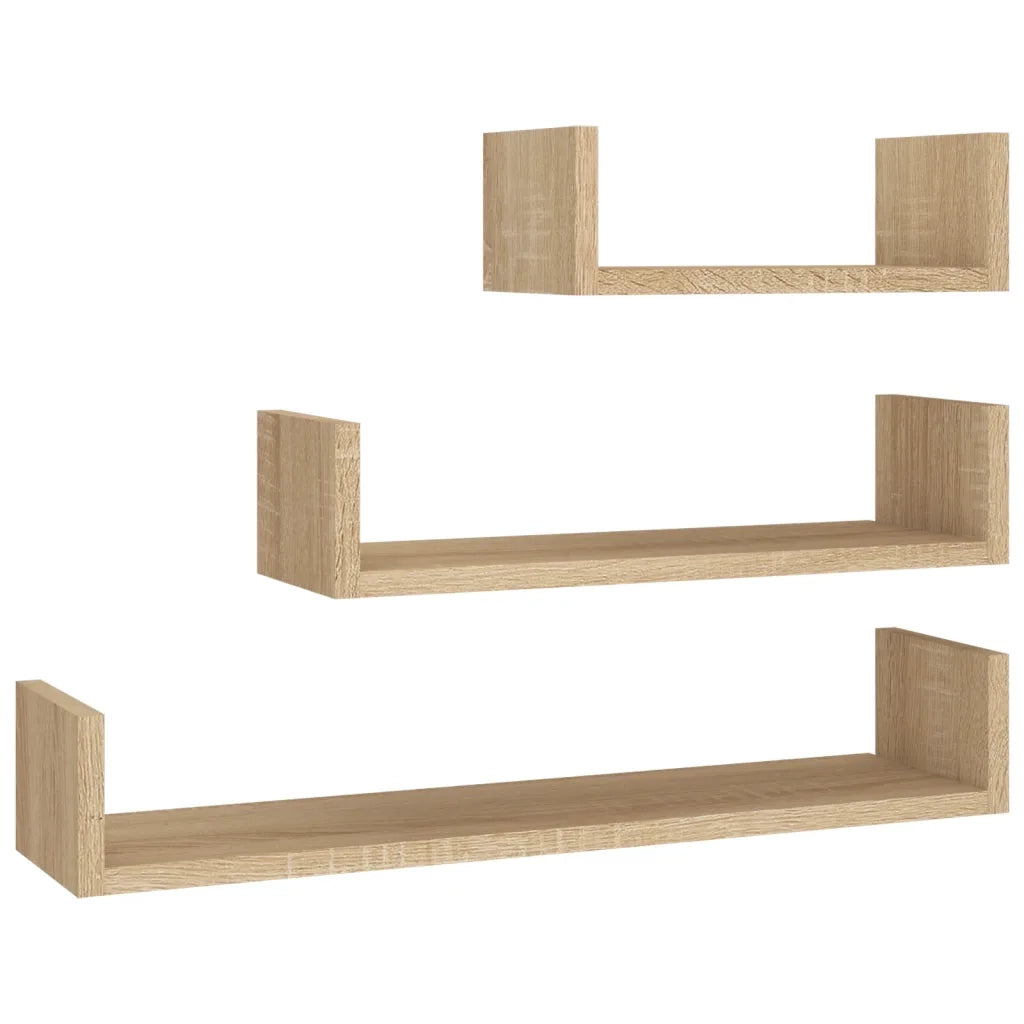 Mensole a Muro 3 pz Rovere Sonoma in Legno Multistrato 800201