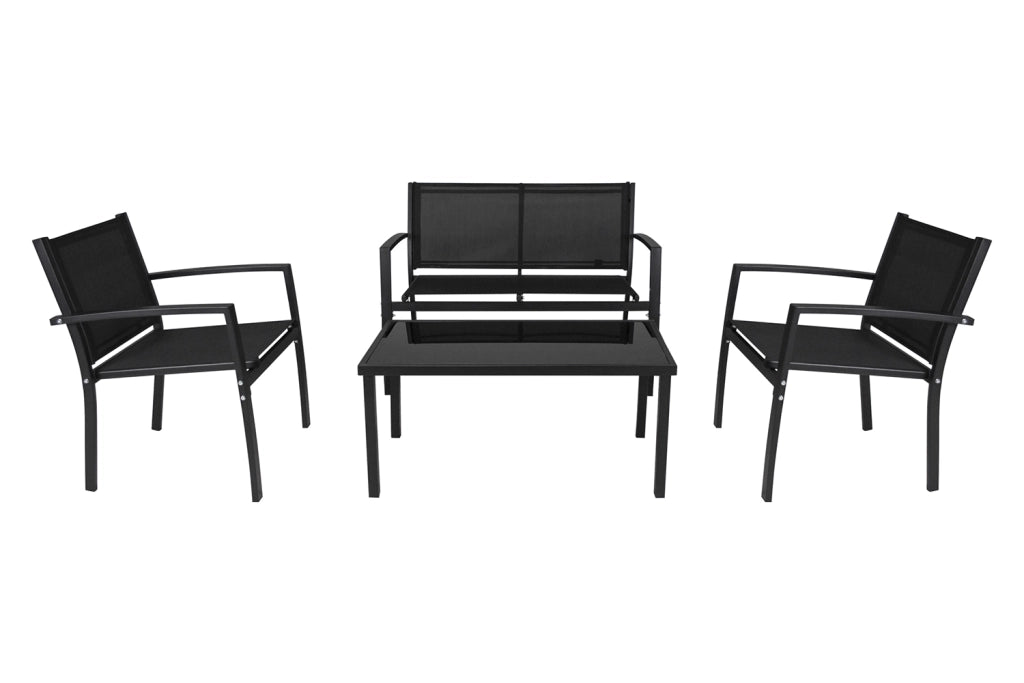 Set salotto da giardino in textilene nero, salotto da esterno - Capri - ST10CA