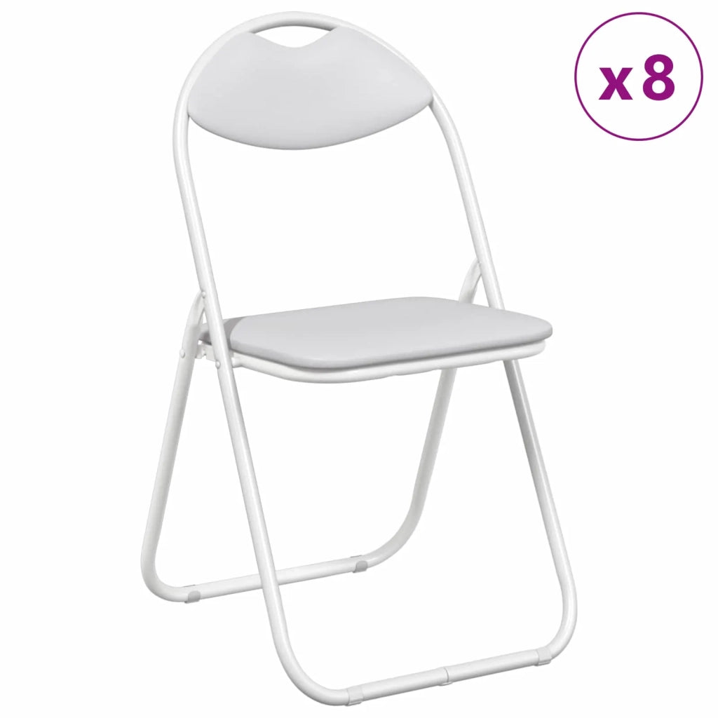Sedia pieghevole 8 pcs Bianco 48 x 43,5 x 81 cm Pelle Sintetica