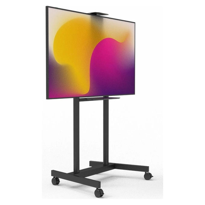 ITB carrello porta monitor a pavimento, Caravel 2.100, VESA 800x600, fino a 98 pollici, 90 kg, regolabile in altezza, 2 mensole, nero