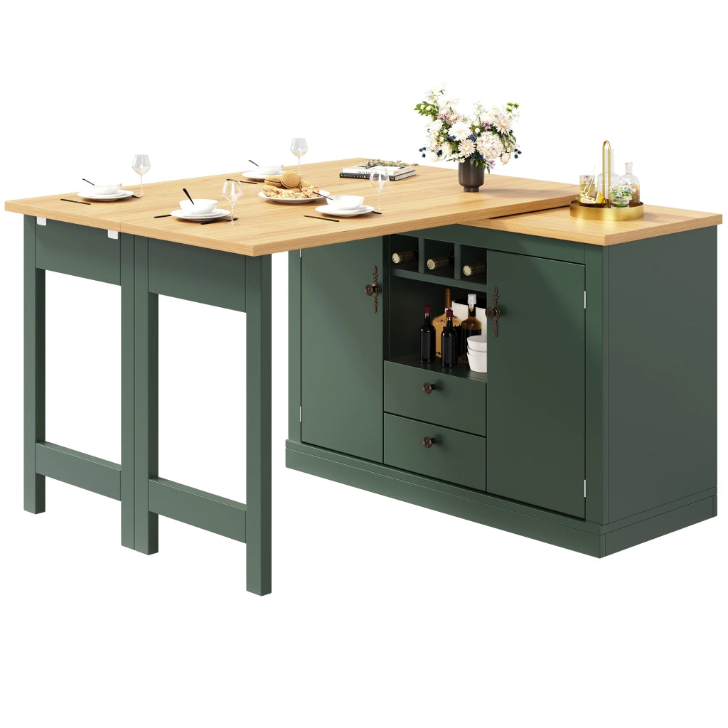 Tavolo da bar estensibile 360¡ã - Zephmum- Regolabile 120-180cm, verde scuro