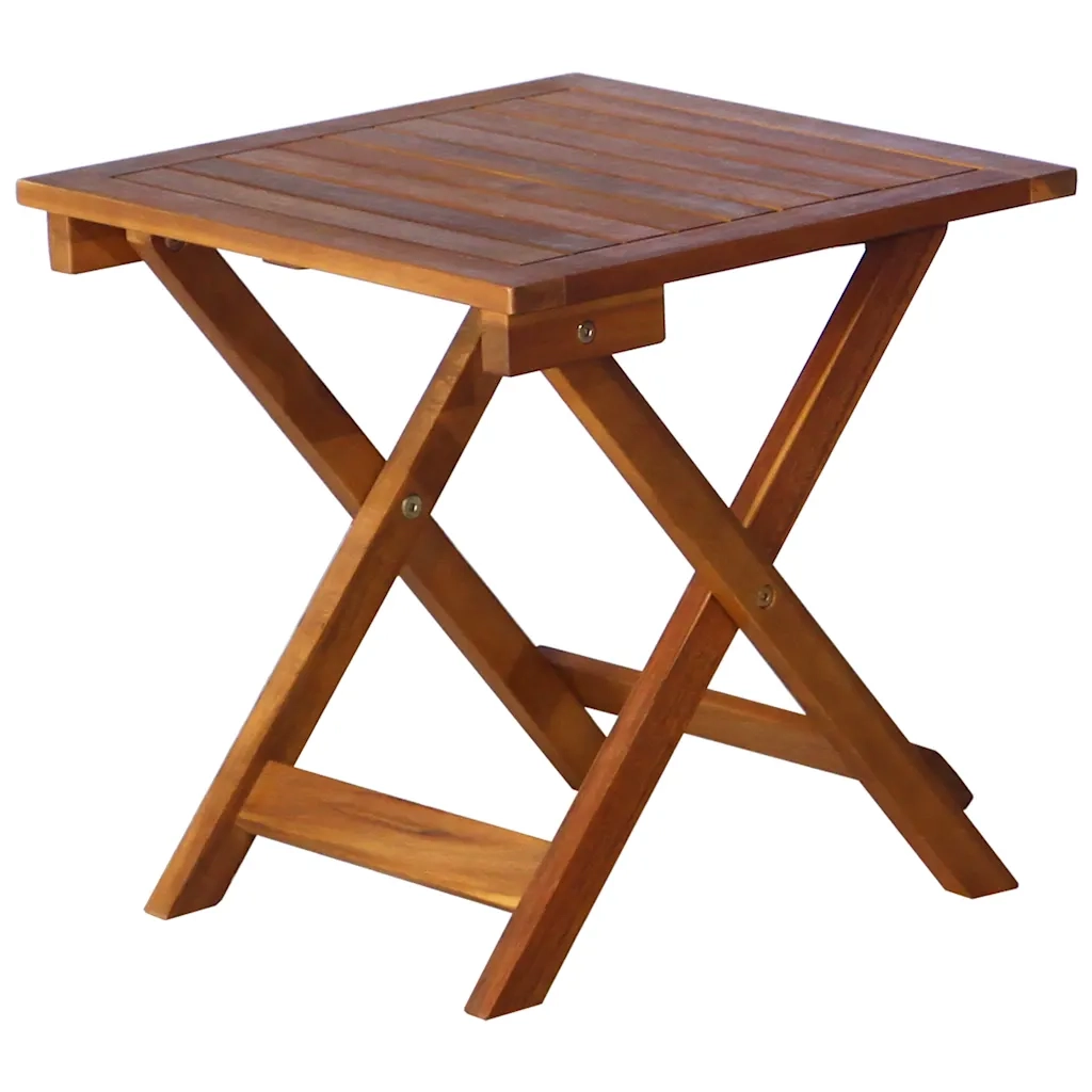 Lettino Prendisole con Tavolino Legno Massello Acacia Marrone 46653