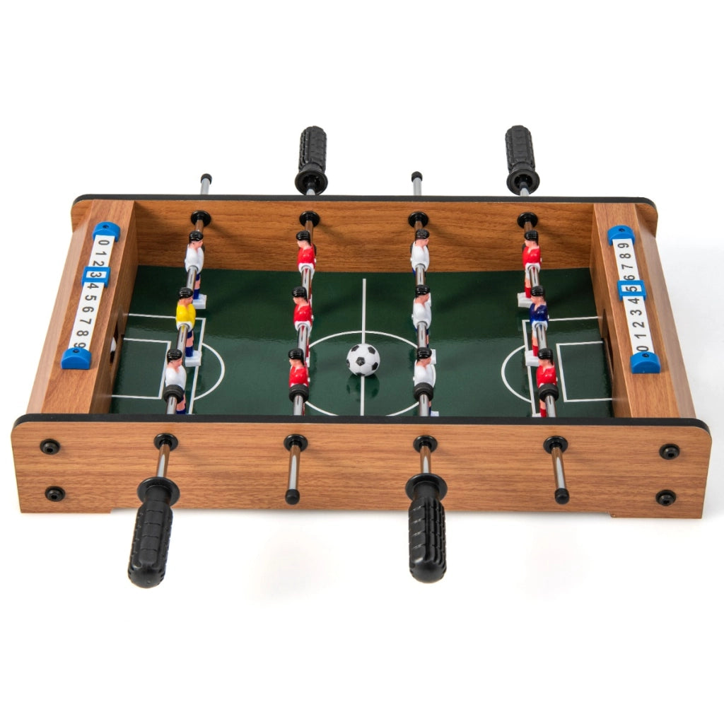 Calcio balilla mini per 2 giocatori, Calcetto da tavolo salvaspazio con maniglie resistenti 2 palloni Naturale-Stanza dei giochi