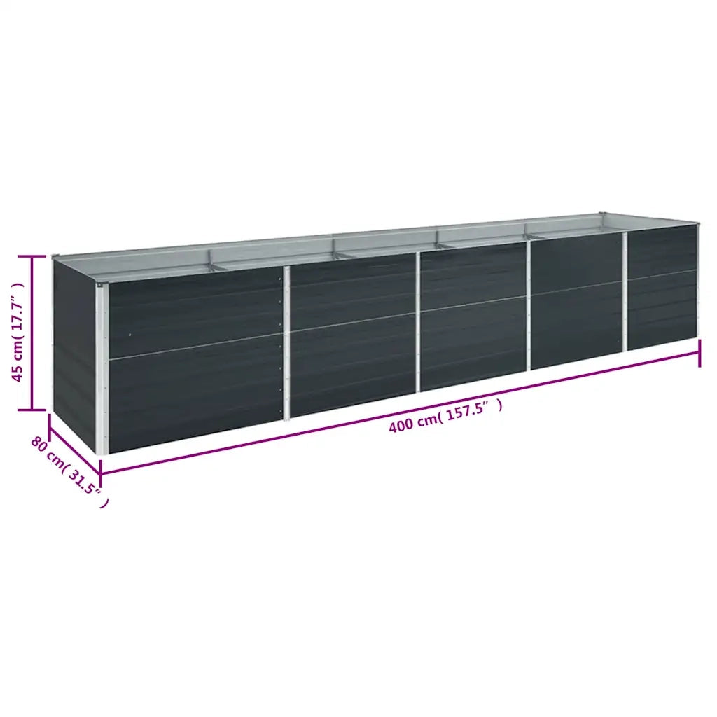 Letto Rialzato in Acciaio Zincato 400x80x45 cm Antracite 47059