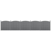 Set di 5 Pannelli Steccato ad Arco con Doghe in WPC e Base in Acciaio (AxL)185x932 cm - Grigio NEU.HOLZ