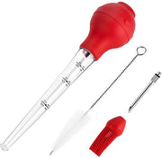 Iniettore di marinata per carne - Termometro BBQ - Legno di carbone - Spremeditore di erbe - Iniettore di marinata - Materiale: silicone/acciaio inossidabile - Facile da pulire - Iniettore di marinata per carne