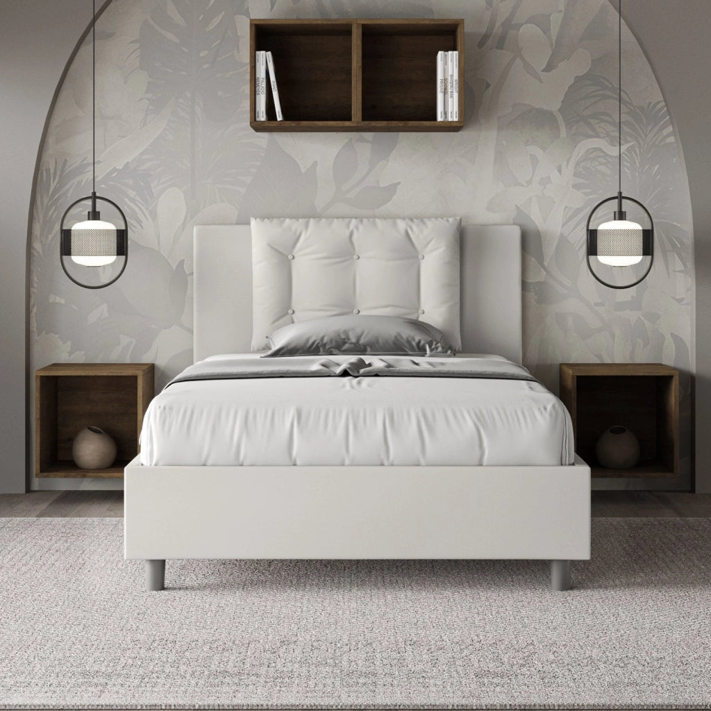 Letto una piazza e mezza senza rete imbottito 120x190 similpelle tortora Annalisa