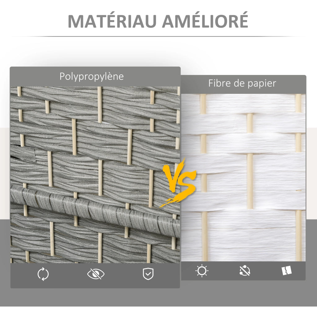 Paravento 3 Ante in Legno Pieghevole ¨C zephmum ¨C 135x180 cm Grigio