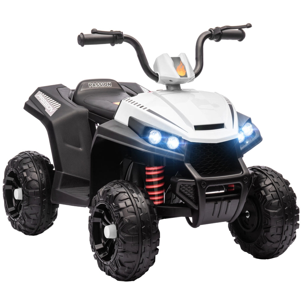Quad Elettrico per Bambini 12V con 2 Motori Sospensioni Fari LED MP3 Bianco