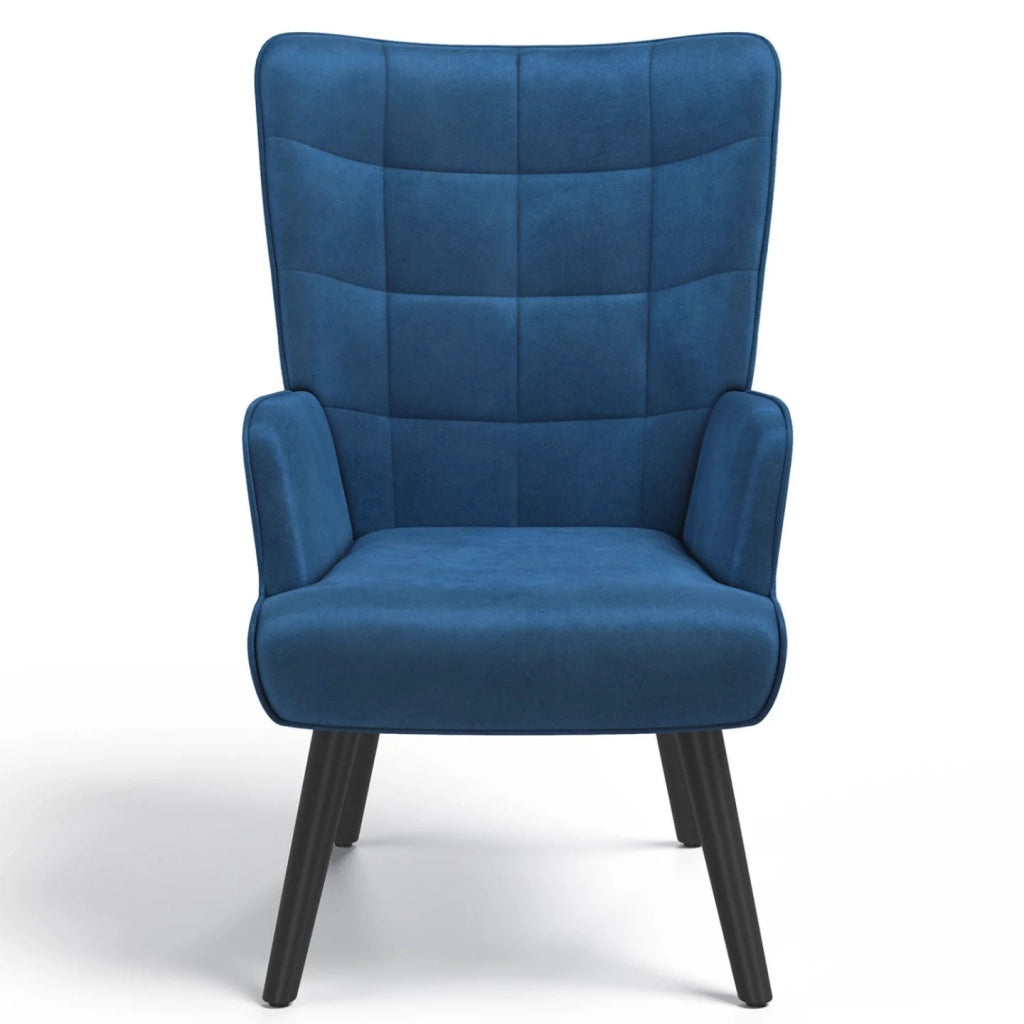 IDMarket - Poltrona scandinava in velluto blu ANIA