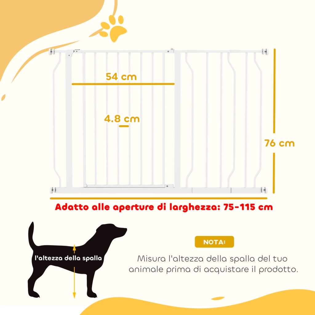 Cancelletto Sicurezza per Cani ¨C zephmum ¨C Acciaio e ABS, 75-115cm, Bianco