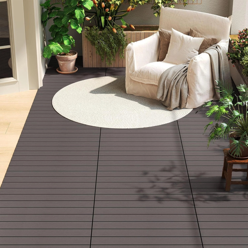 GTF005co Piastrelle per Pavimenti da Esterno Mattonelle Pavimentazione ad Incastro Click-Deck in Legno Composito, con 6 Pannelli da 30x60 cm Caffè