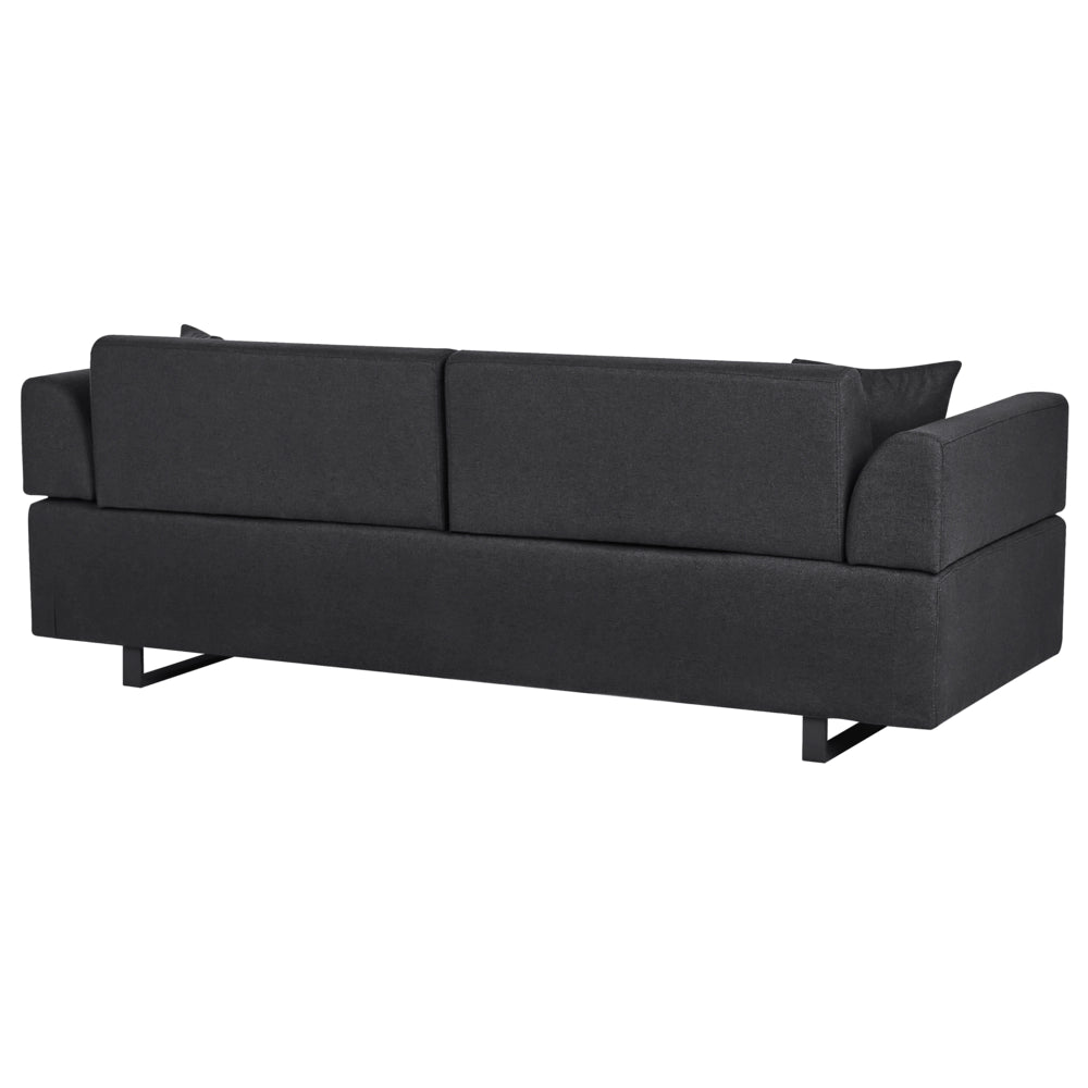 Divano con tavolini Nero Poliestere 3 posti Braccioli e schienale rimovibili con 2 tavolini laterali