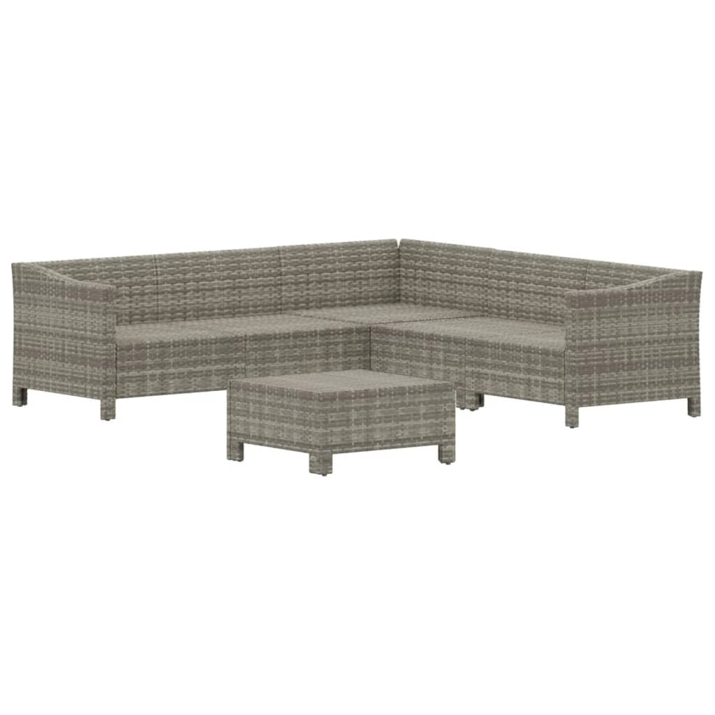 Set di mobili da giardino mobili da esterno 6 pezzi con cuscini resina intrecciata grigia 02_0016795