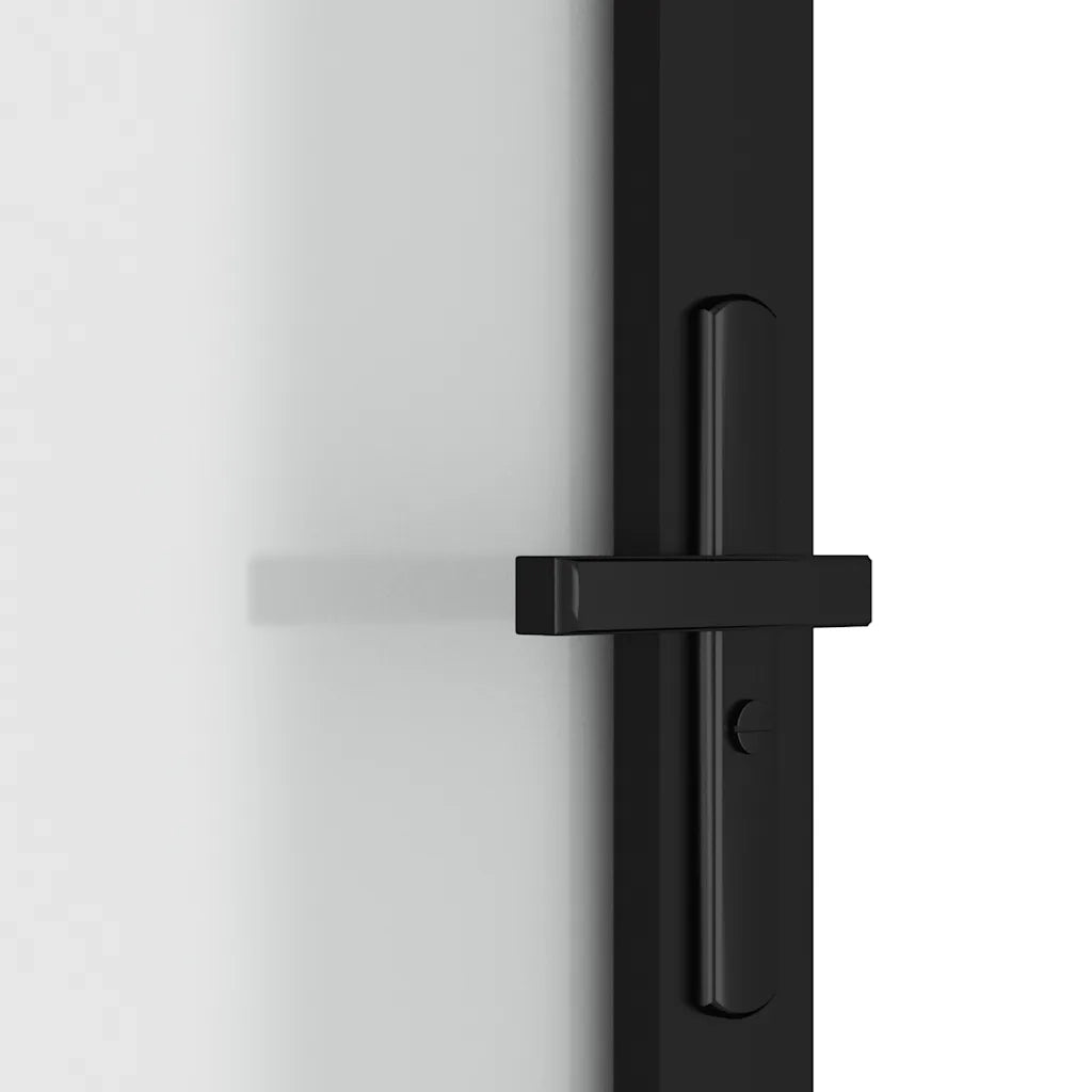 Porta Interna 93x201,5 cm Nero Opaco Vetro e Alluminio 350554