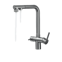 Felix | miscelatore estraibile 3 vie premium grigio titanio opaco | rubinetto da cucina a osmosi in acciaio inox| 360 gradi rotabile filtro 3 attacchi