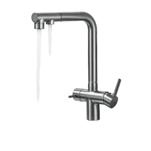 Felix | miscelatore estraibile 3 vie premium grigio titanio opaco | rubinetto da cucina a osmosi in acciaio inox| 360 gradi rotabile filtro 3 attacchi