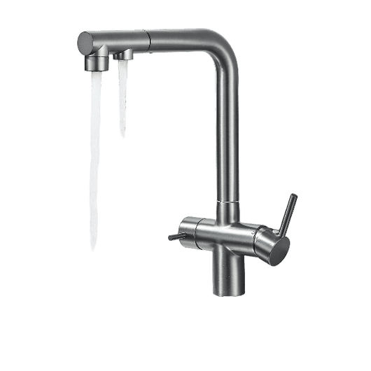 Felix | miscelatore estraibile 3 vie premium grigio titanio opaco | rubinetto da cucina a osmosi in acciaio inox| 360 gradi rotabile filtro 3 attacchi