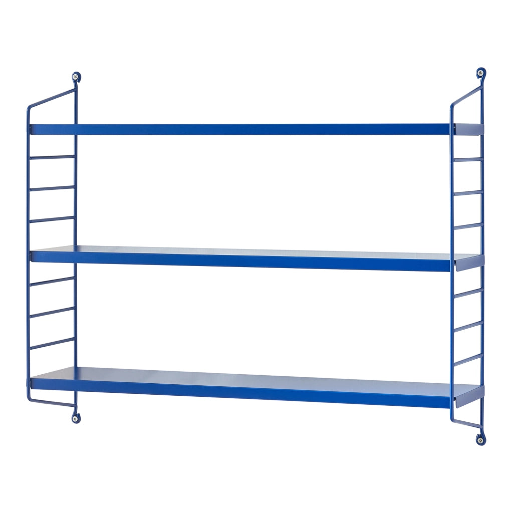 Set di 3 Scaffali da Parete Strängnäs a 3 Ripiani Regolabili  50 x 60 x 15 cm Acciaio Blu [en.casa]