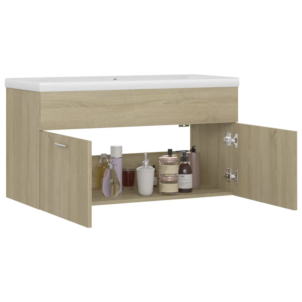 Mobile Bagno con Lavabo Integrato Rovere Sonoma in Truciolato 3070841