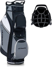 Borsa da Golf con 14 Divisori, Sacca per Mazze da Golf con Borsa Termica, Cappuccio Impermeabile, Maniglie e Tracolla, Ideale per Uomini e Donne, Nero e Grigio