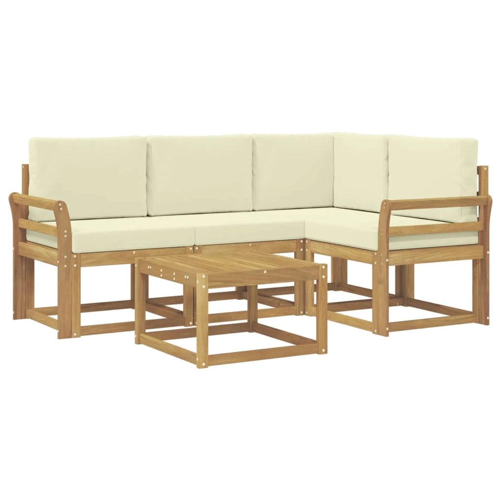 Set di divani da esterno con cuscino 5 pcs Bianco e Crema