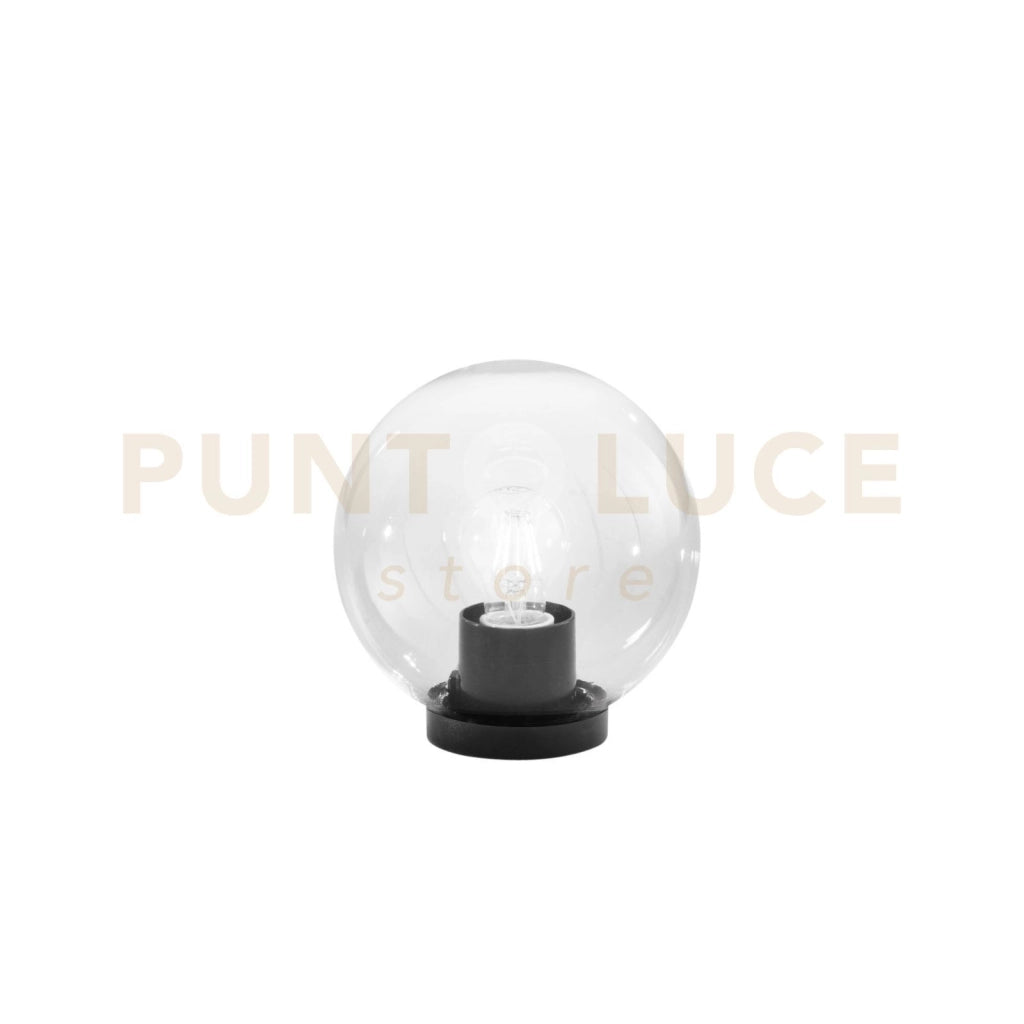 LUMETTO POLLY SFERA TRASPARENTE MONTATURA NERA 1 LUCE ATTACCO E27 IP44 20x21CM