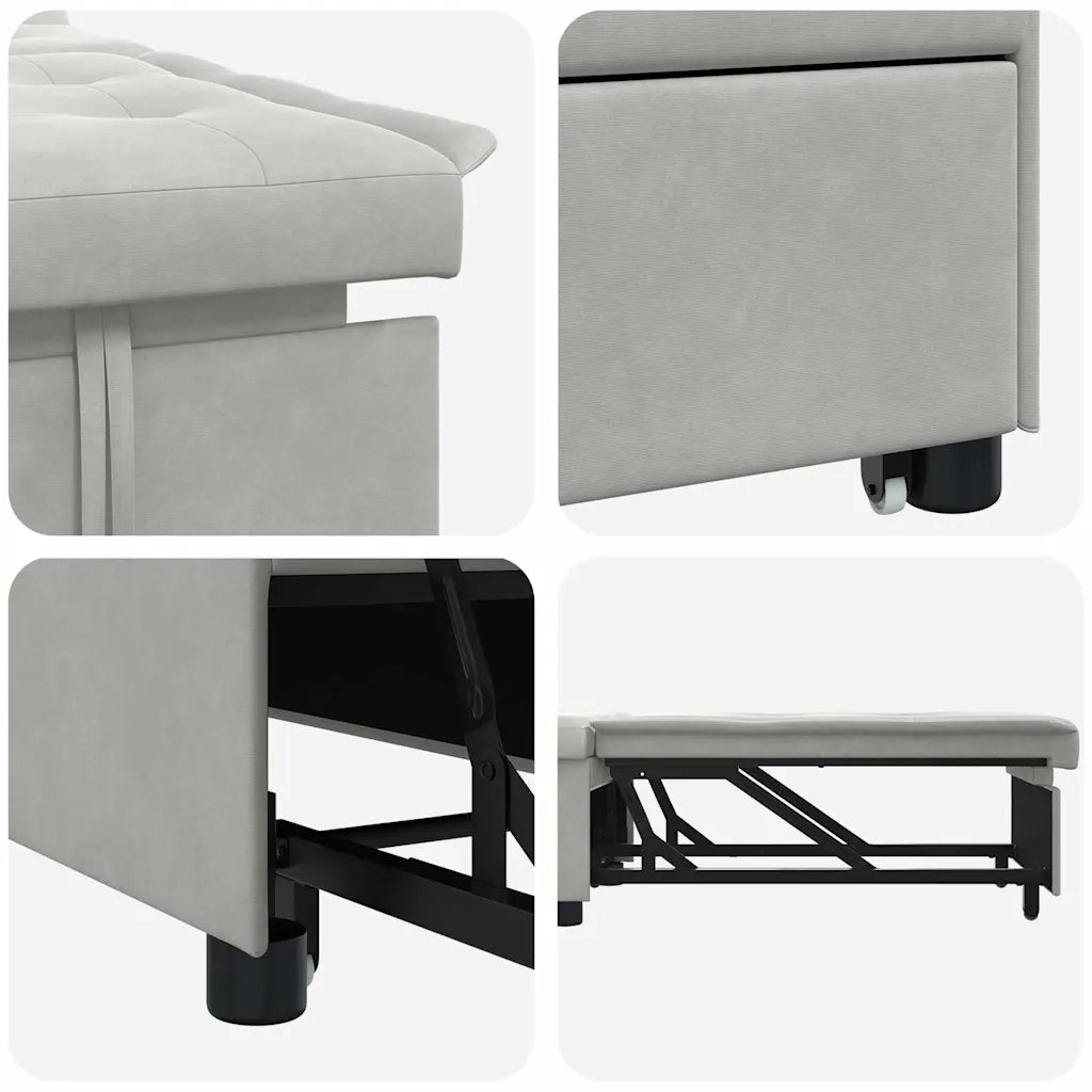 Divano Letto Estraibile-Sofa Letto-Daybed Grigio chiaro 194 x 67 x 82 cm
