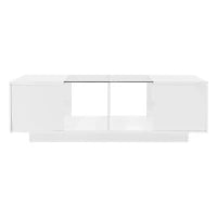 Tavolino da caffè con illuminazione LED, piano del tavolo lucido, ampio spazio di conservazione, 120x50x38,5 cm, Bianco